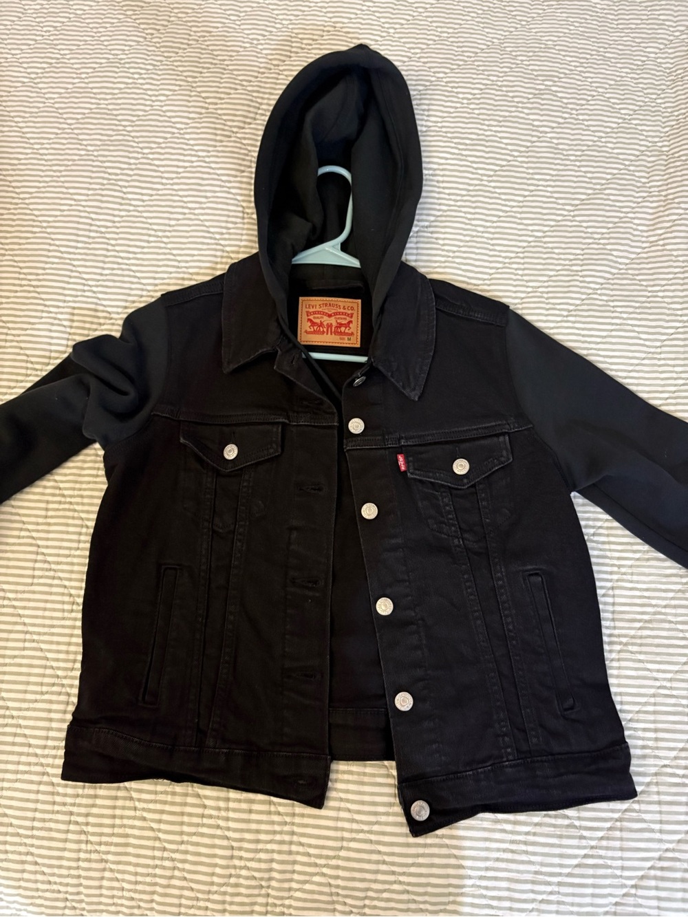 Levi's Black Hooded Denim Jacket for Women